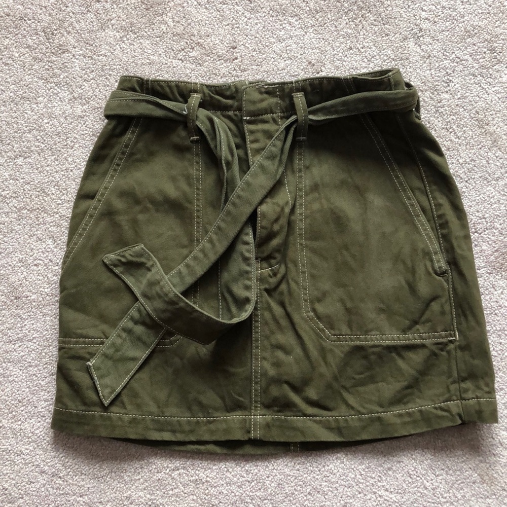 Green mini skirt